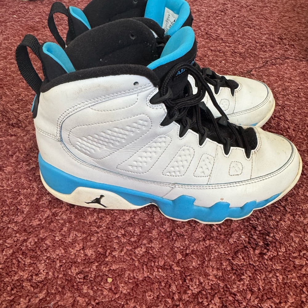 Kids White and Blue Jordan Sneakers